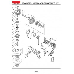 Makita Spare Parts for Cordles Angle Grinder BGA452SFE