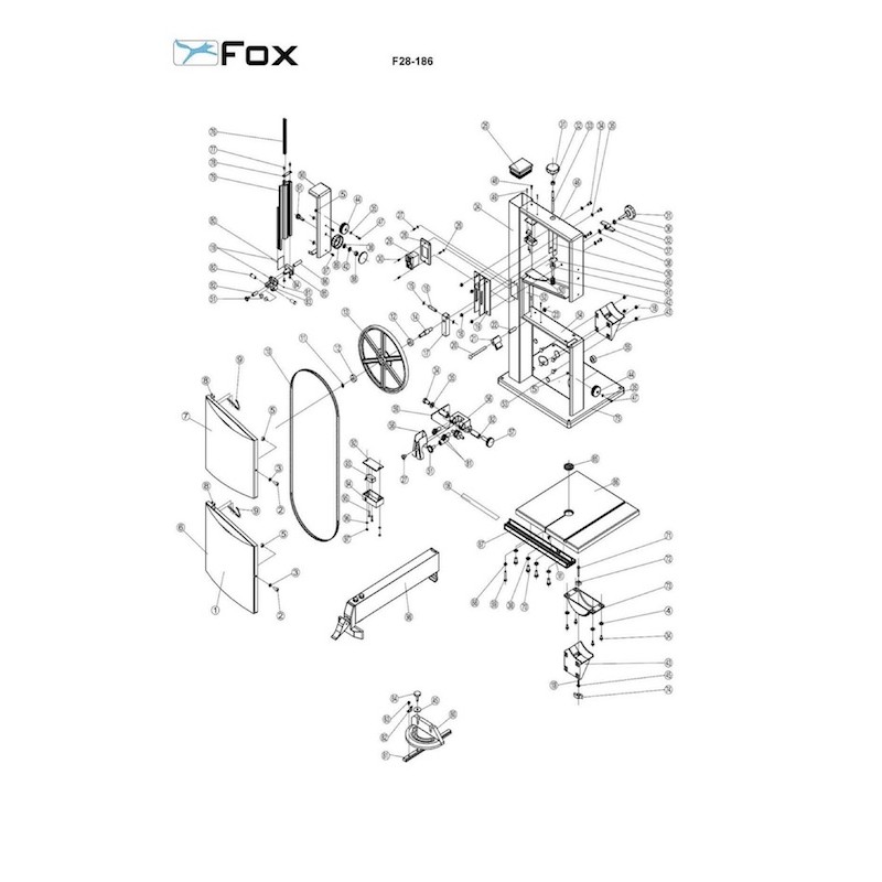 Fox Spare Parts For Vertical Bandsaw F28 186 Fox Spare Parts For Vertical Bandsaw F28 186
