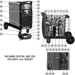Telwin Parts for Flux Welding Digital Mig 220 230-400V