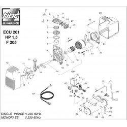 FIAC Spare Parts for Piston Air Compressor ECU 201 HP 1,5 F206 - Drawing