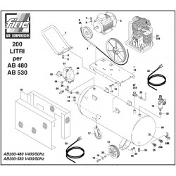 FIAC Spare Parts for Air Compressor 200 Liters for AB 480 - AB 530