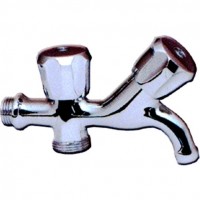 Rubinetto Duplex Cromato Per Lavatrice – Attacco 1/2 Pollice – Modello 004389, Doppio Uso