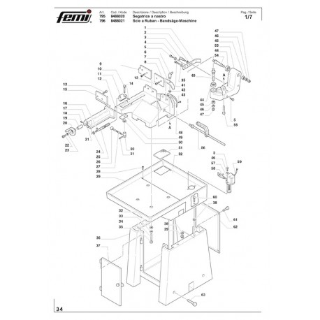 Femi Spare Parts for Band Saw 795 - 796 8488020 - 8488021