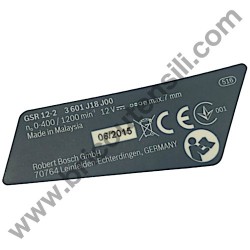 Nameplate for Cordless Bosch GSR 12-2