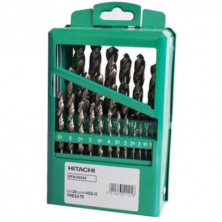 Kit Hss drill with cylindrical shaft 25 pcs Hitachi