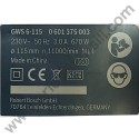 Targhetta Dati per Smerigliatrice Bosch GWS 6-115