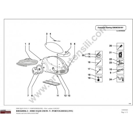 Ricambi Originali Lavor per Idropulitrice EQ18