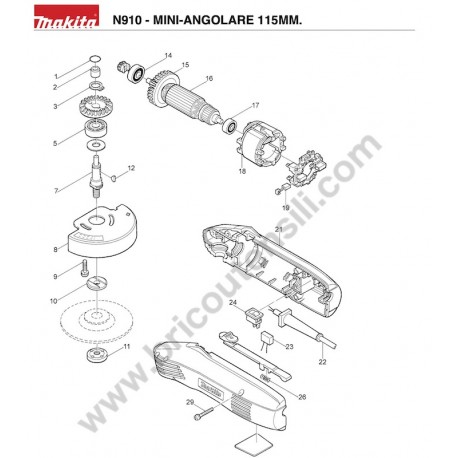 Ricambi Makita per Smerigliatrice Mini Angolare N910