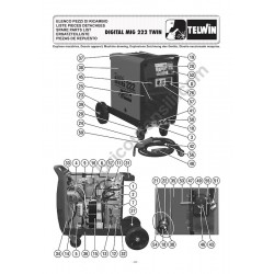 Telwin Parts for Flux Welding Digital Mig 222 TWIN 230-400V - Diagram