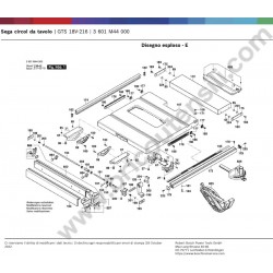 Ricambi Bosch per Sega Circolare da Tavolo GTS 18V-216 - Esploso