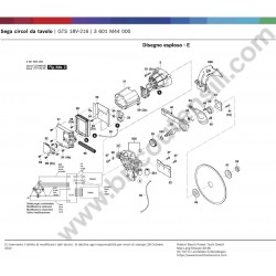 Ricambi Bosch per Sega Circolare da Tavolo GTS 18V-216 - Esploso 1
