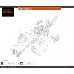 Ricambi per Pompa Autoadescante Black & Decker BXGP600PBE - Esploso