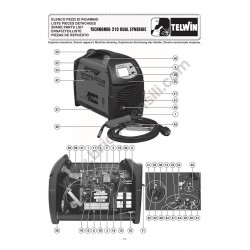 Ricambi Telwin per Saldatrice Technomig 210 DUAL SYNERGIC 230V - Esploso