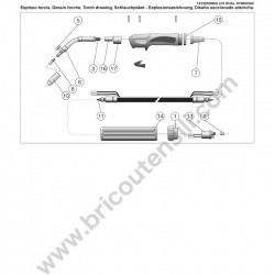 Telwin Spare Parts for Flux Welding Technomig 210 DUAL SYNERGIC 230V - Torch Drawing