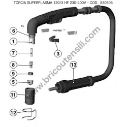 Ricambi Telwin per Taglio Plasma Superplasma 120/3 HF 230-400V - Esploso Torcia