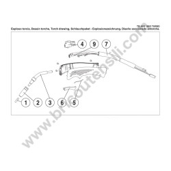 Telwin Spare Parts for Flux Welding Telmig 180/2 Turbo - Torch Drawing