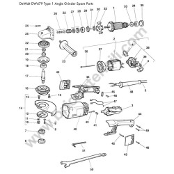 Ricambi DEWALT per Smerigliatrice DW479 Tipo 1 - Esploso