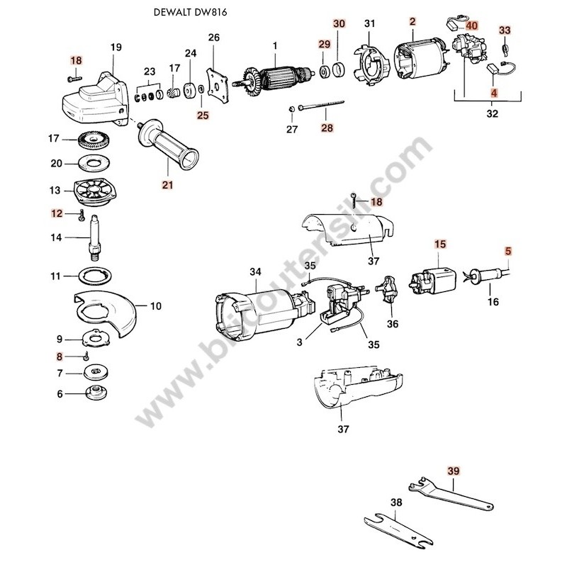 DeWalt D28402 Coppia Di Ingranaggi Di Ricambio Originali Per Smerigliatrice Angolare - 2 Pezzi, #657179-00