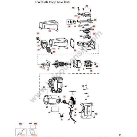 DeWalt Reciprocating Saw DW306K Spare Parts