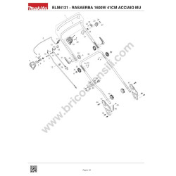 Makita Electric Lawn Mower ELM4121 Spare Parts - Drawing