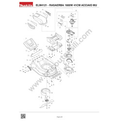 Makita Electric Lawn Mower ELM4121 Spare Parts - Drawing - 1
