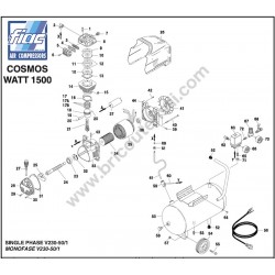 FIAC Cosmos WATT 1500 Air Compressor Spare Parts - Drawing