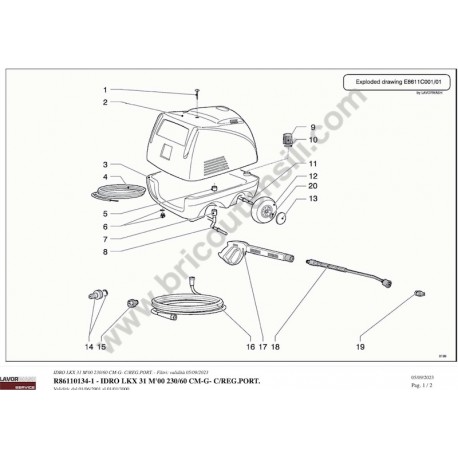 Lavor Pressure Cleaner LKX 31 86110134 Spare Parts - Drawing