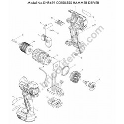 Makita DHP459 Cordless Combi-drill Spare Parts - Drawing