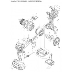 Makita HP001GD201 40V Cordless Hammer Drill Parts - Drawing