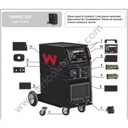 Ricambi Awelco per Saldatrice Inverter UNIMIG 250 - Esploso