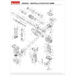Ricambi Makita per Martello Demolitore Rotativo HR4003C - Esploso