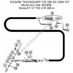 Telwin Spare Parts for Inverter Welding TECHNOLOGY TIG 185 DC - Torch Drawing
