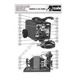 Telwin Parts for Electrode Welding Nordica 4.185 TURBO 230-400V ACD - Drawing