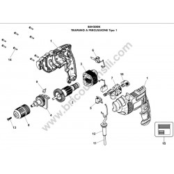 Black&Decker BEH200K Type 1 Hammer Drill Parts - Drawing