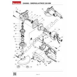 Makita Grinder GA9000 Spare Parts - Drawing