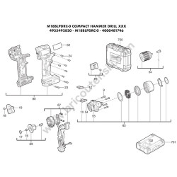 Milwaukee M18BLPDRC Trapano Percussione Ricambi - Esploso