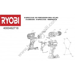 RYOBI R18PD2-215G Spare Parts - Drawing