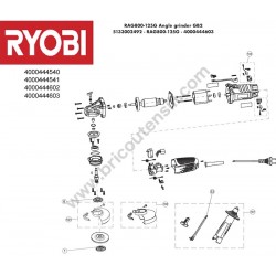 RYOBI RAG800-125G Angle Grinder Parts - Drawing