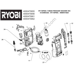 RYOBI RY110PWA Idropuitrice Ricambi - Esploso