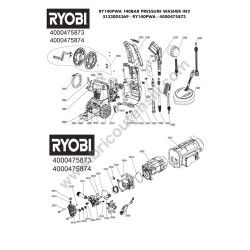 RYOBI RY140PWA Idropuitrice Ricambi - Esploso