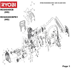 RYOBI RCS4040CB Petrol Chainsaw Parts Diagram