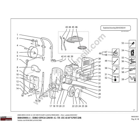 Lavor Pressure Washer HW24 230/50 -G Parts Diagram