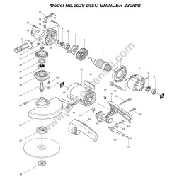 Makita Spare Parts Diagram for Angle Grinder 9029
