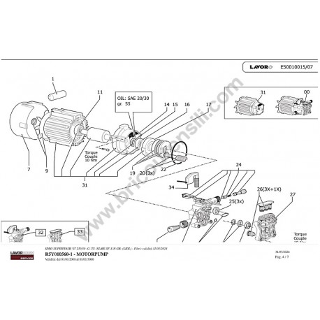 Lavor Idropulitrice SUPERWASH '07 Esploso Ricambi