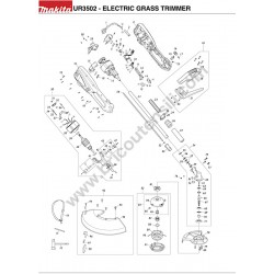 Makita Electric Trimmer UR3502 Parts Drawing