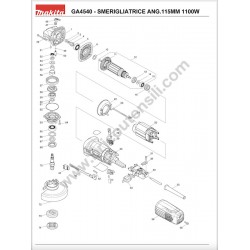 Esploso Ricambi Makita per Smerigliatrice Angolare GA4540