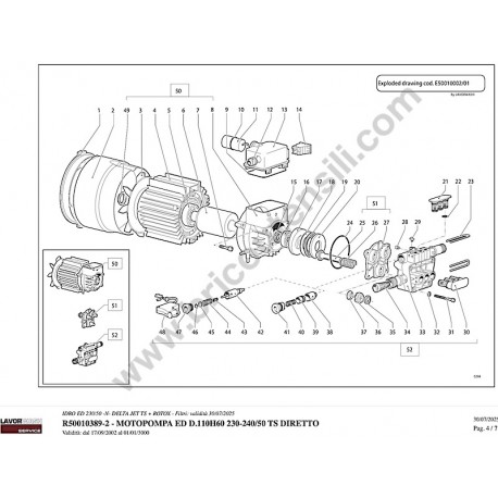 Lavor Idropulitrice ED 230/50 DELTA Esploso Ricambi Motopompa