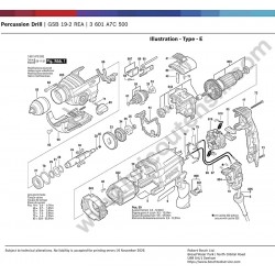Bosch Trapano GSB 19-2 REA Esploso Ricambi