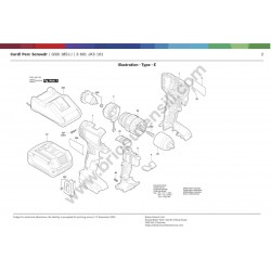 Bosch Trapano a Batteria GSB 185-LI Esploso Ricambi
