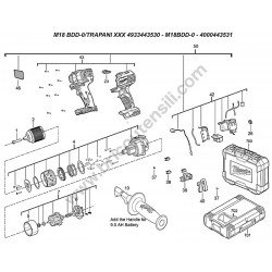 Milwaukee M18BDD-0 Parts Drawing